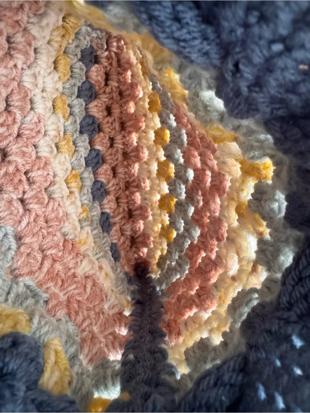 Handmade Crochet Granny Stitch Drawstring Bucket Bag | Boho Tassel Purse